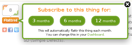 Screenshot with Flattr subscription choices
